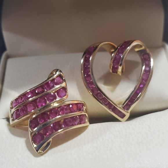 Ruby Heart Pendant and Ring - Picture 3 of 6